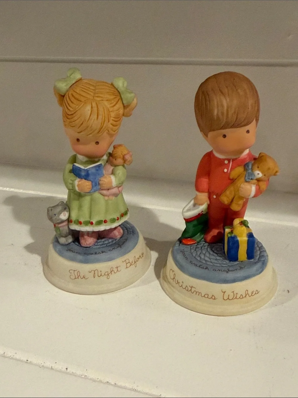 Avon Christmas Children Figurines - Green & Red